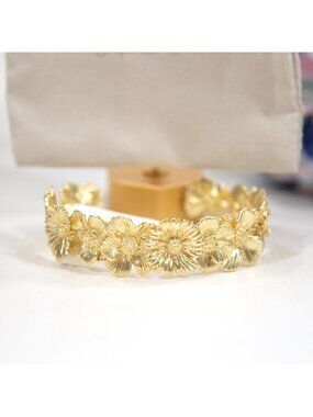 Kendra Scott Cailey 3D Flower Gold Cuff Bangle Bracelet NWT $150